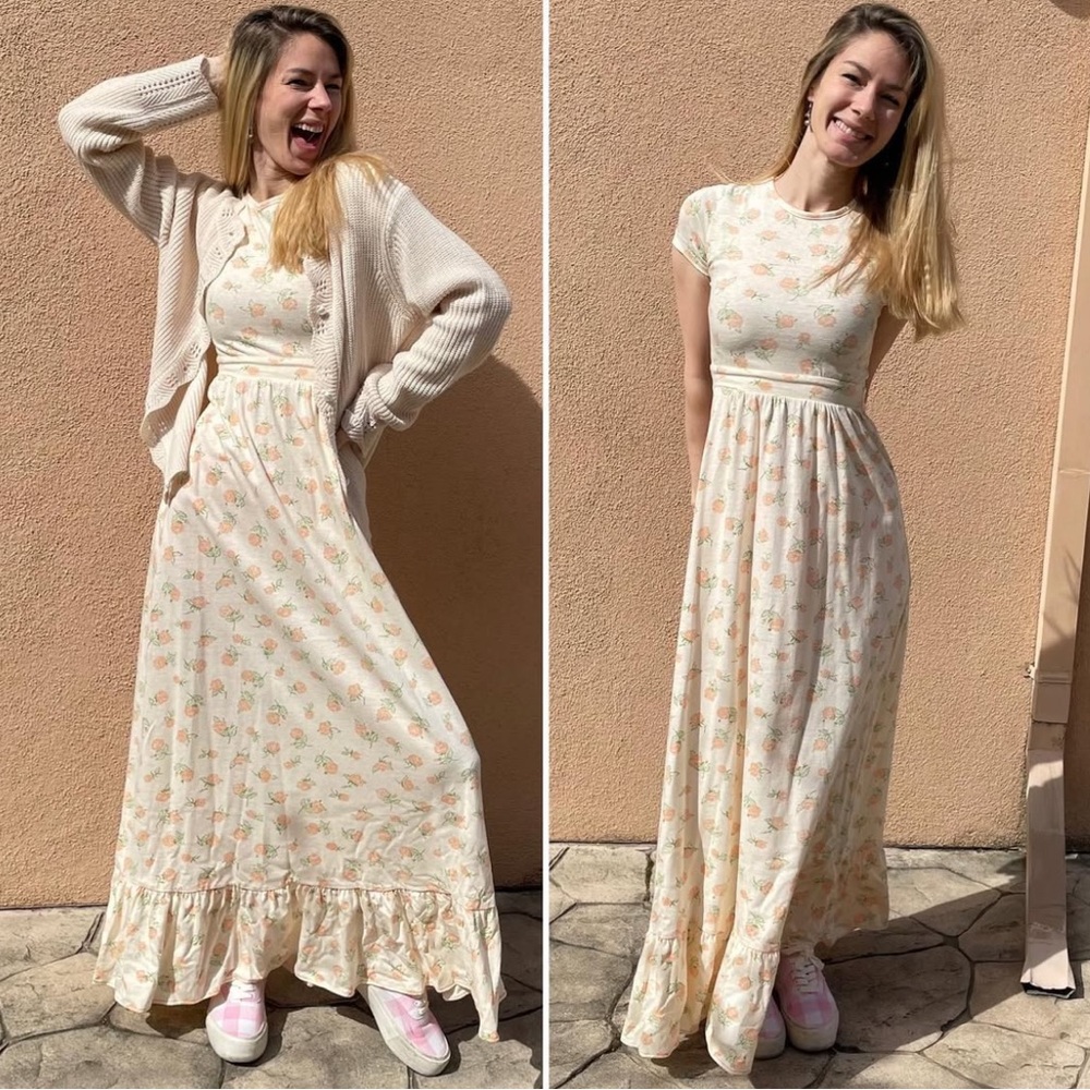 Vintage cotton Floral Maxi Dress - quick list for shows